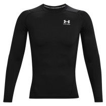 UA HeatGear Long Sleeve Compression Shirt, Black/White, Under Armour