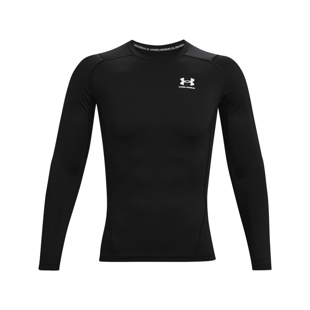 UA HeatGear Long Sleeve Compression Shirt, Black/White, Under Armour