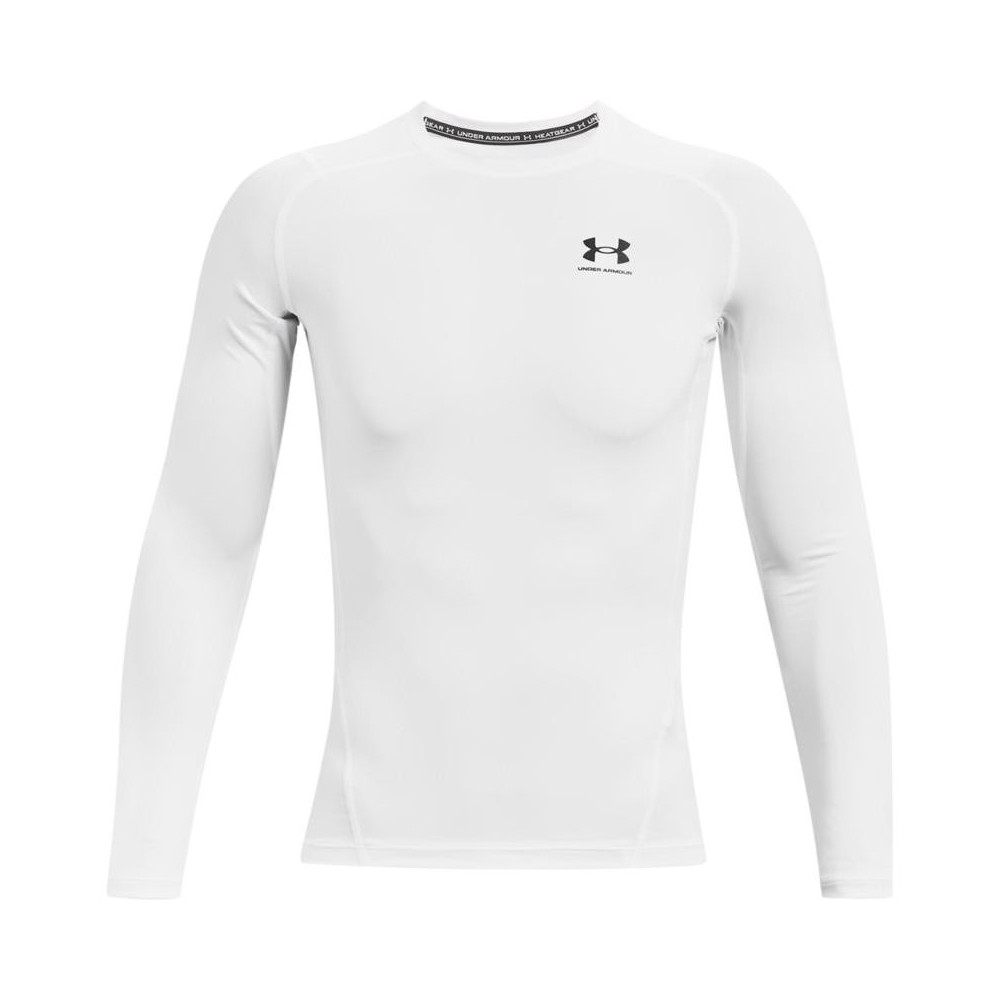 UA HeatGear Long Sleeve Compression Shirt, White/Black, Under Armour