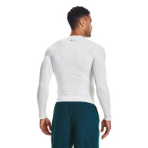 UA HeatGear Long Sleeve Compression Shirt, White/Black, Under Armour