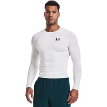 UA HeatGear Long Sleeve Compression Shirt, White/Black, Under Armour