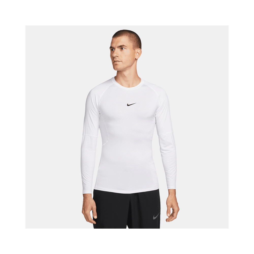 Nike Pro Dri-FIT Tight Fit LS Shirt, White/Black, Nike
