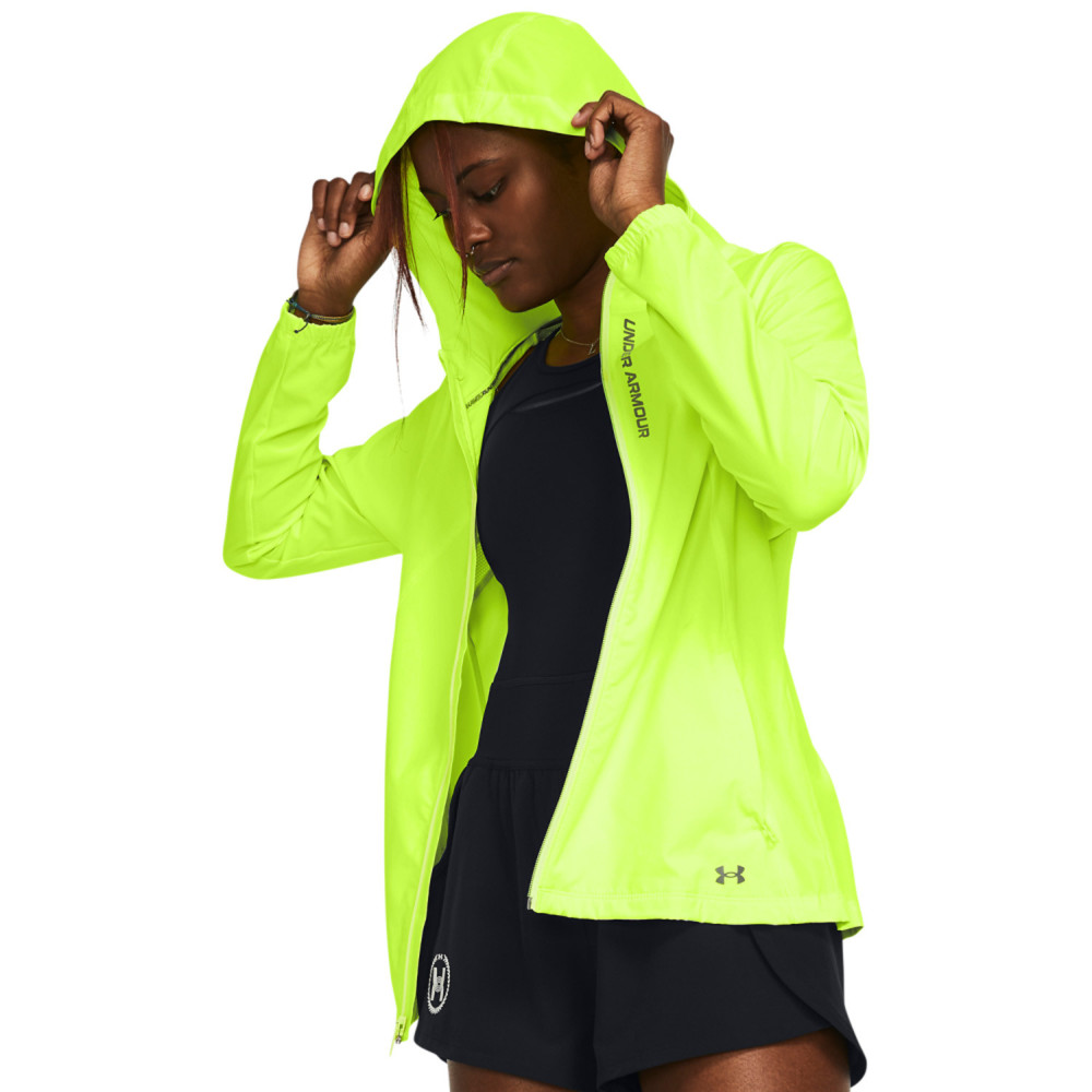 UA Women's OutRun The Storm Jacket, High Vis Yellow/Reflective, Under UA Women's OutRun The Storm Jacket, High Vis Yellow/Reflective, Under