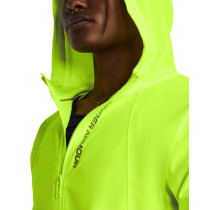 UA Women's OutRun The Storm Jacket, High Vis Yellow/Reflective, Under