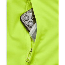 UA Women's OutRun The Storm Jacket, High Vis Yellow/Reflective, Under