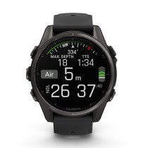 Fenix 8, 43 mm, AMOLED Sapphire, Carbon Gray DLC Titanium, Black/Gray