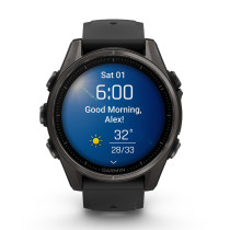 Fenix 8, 43 mm, AMOLED Sapphire, Carbon Gray DLC Titanium, Black/Gray