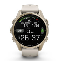 Fenix 8, 43 mm, AMOLED Sapphire, Soft Gold, Fog Gray/Dark Sandstone