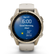 Fenix 8, 43 mm, AMOLED Sapphire, Soft Gold, Fog Gray/Dark Sandstone