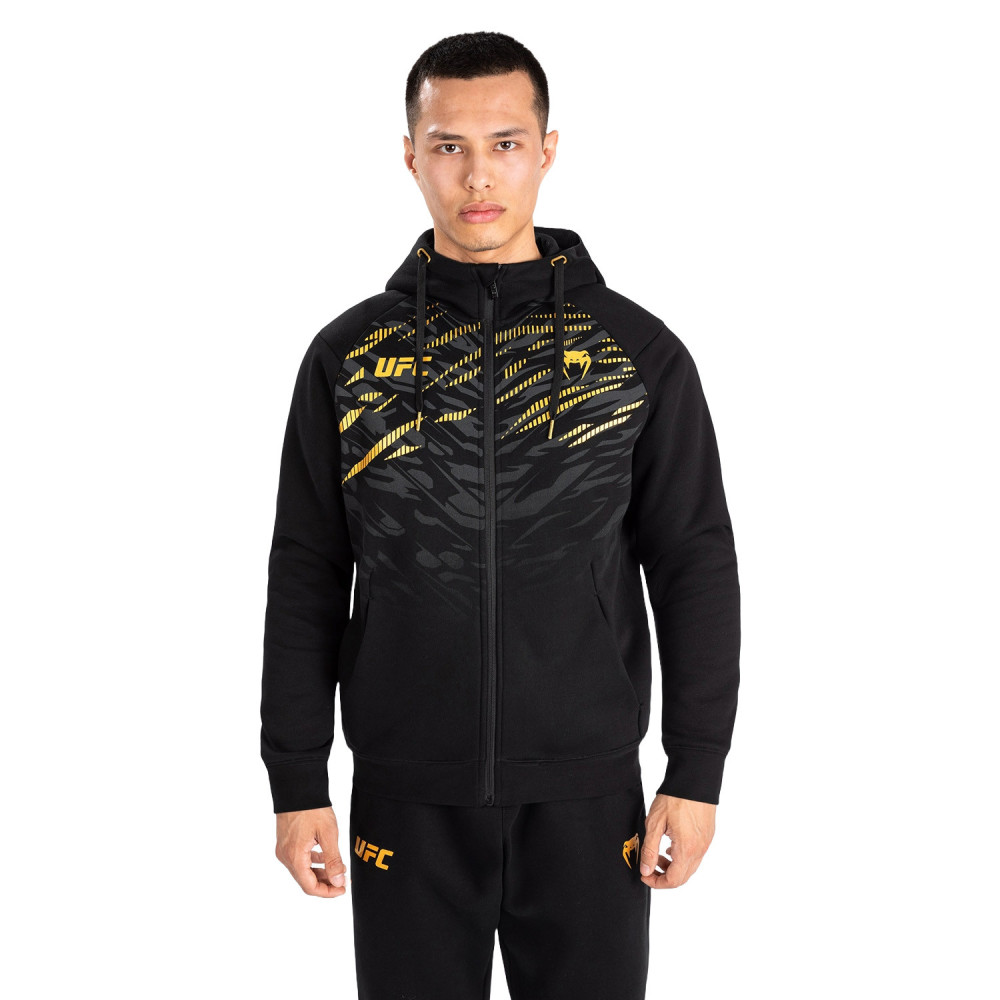 UFC Fusion by Venum Men's Replica Zip Hoodie, Black/Gold